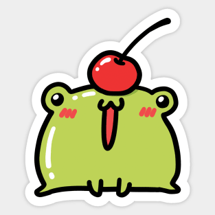 Frog with cherry hat Sticker